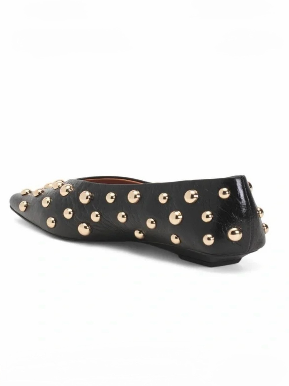 Intentionally Blank Switch Gold Dome Studded Black Leather Flats Size 8 NIB - Picture 5 of 12